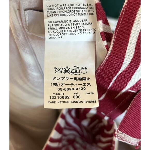 Max Mara 100% Linen Sheath Dress 6 Deep Berry Abstract Bold Minimalist Italian - Picture 4 of 15